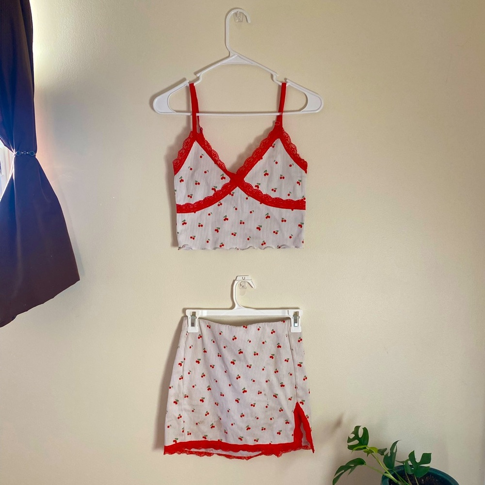 Cherry skirt and tank set